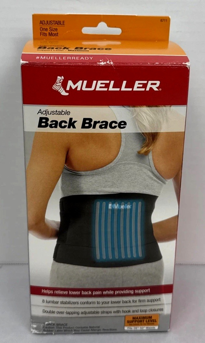 Mueller Adjustable Back Brace Support Belt – One Size Fits Most – Open Box New