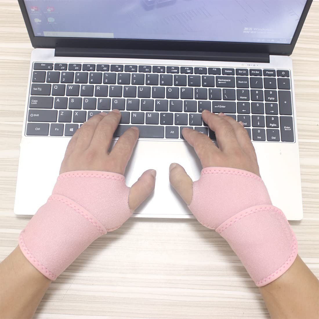 Comfortable Carpal Tunnel Wrist Wrap Set – Adjustable & Non-Slip, Pink, 2 Count