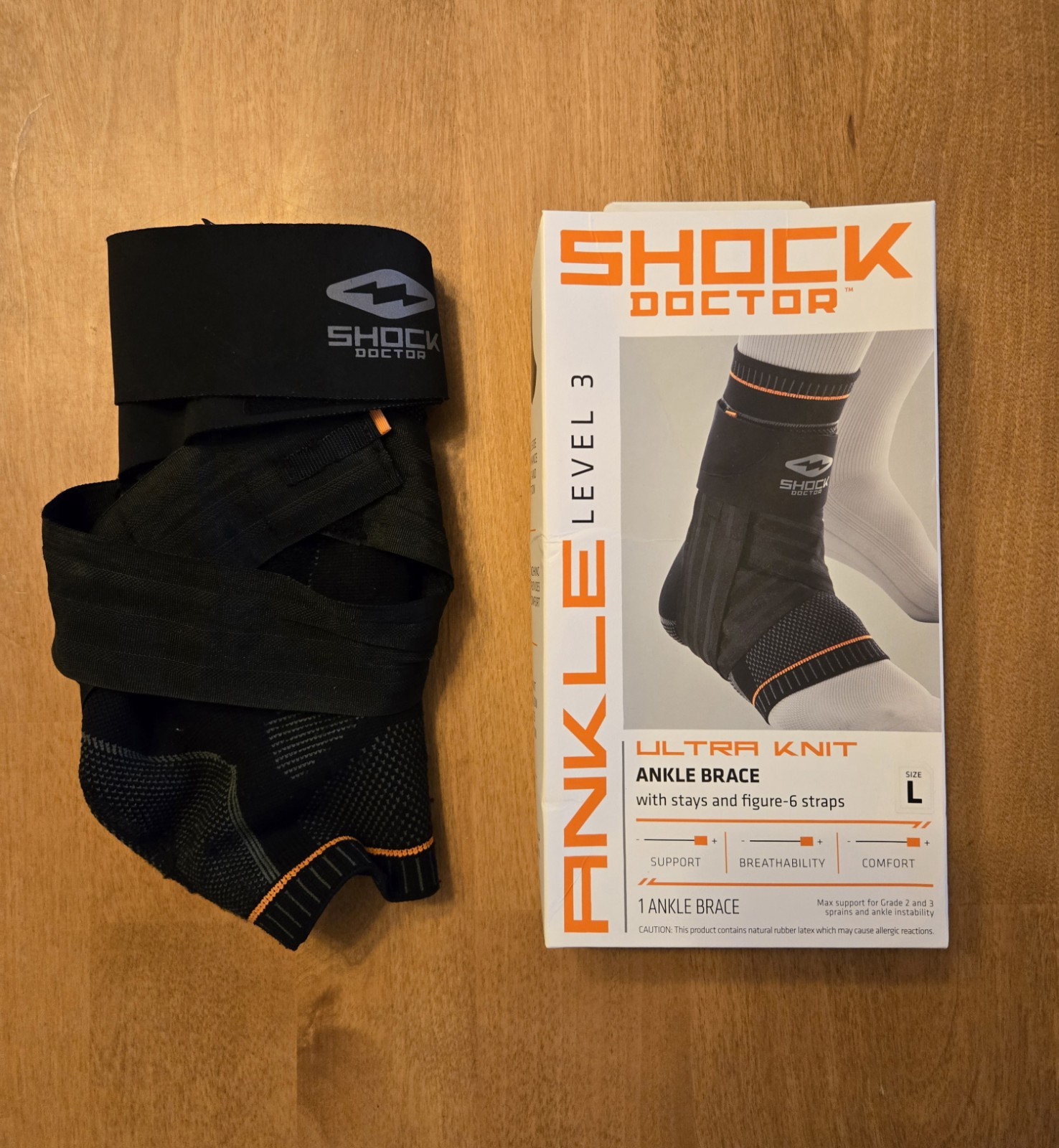 Ultra Knit Ankle Brace W/Figure 6 Strap & Stays Black, Large