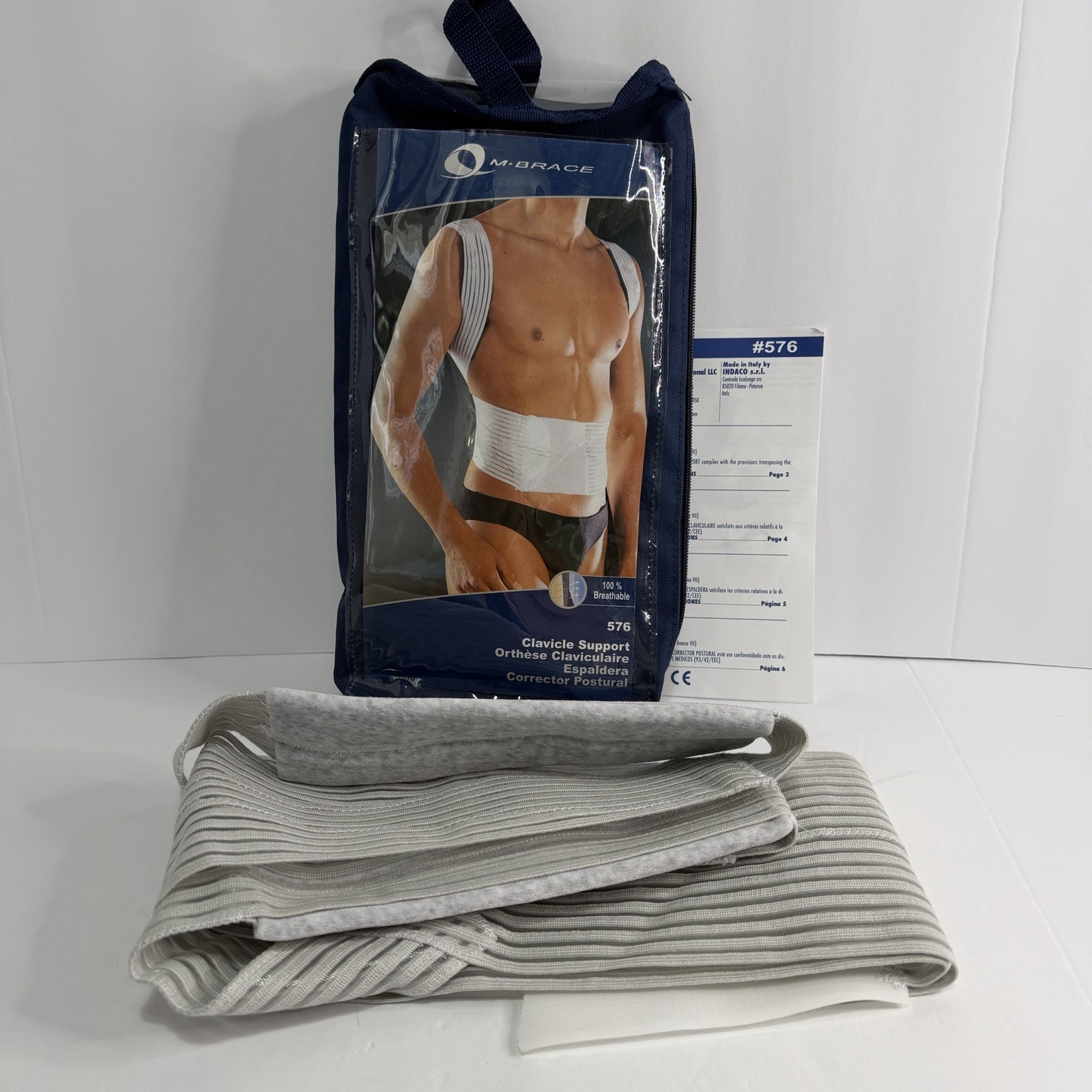 M-Brace Clavicle Support & Posture #576 Size Large-New in Original Zipper Pouch
