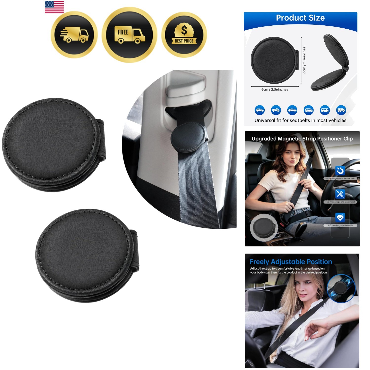 Magnetic Belt Clip Adjuster Shoulder Strap Positioners Relieves Neck & Should…