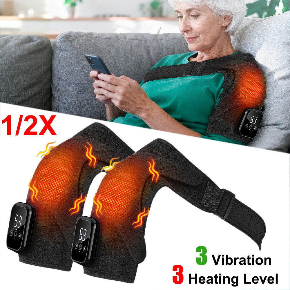 Electric Shoulder Massager Heated Shoulder Brace with Vibration for Pain Relief