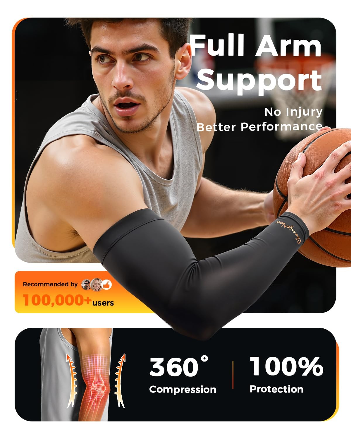CopperInfused Compression Arm Sleeves Men Women Breathable Full Brace