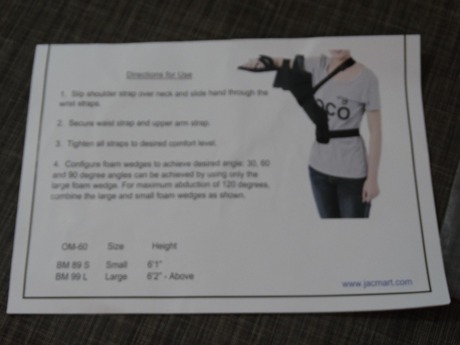 OPTIMA OM-60-101 Shoulder Support Brace Size Small Rotator Arthritis Bursitis