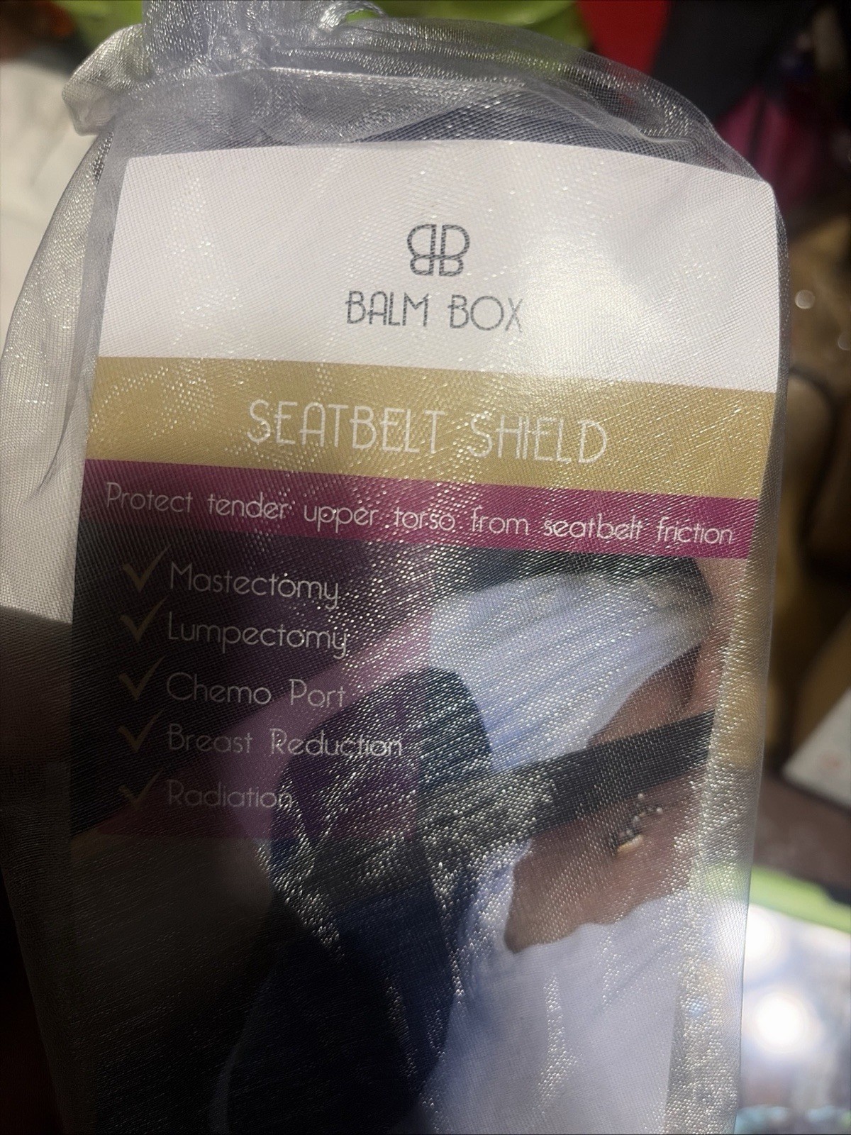 Balm Box Seatbelt Shield Upper Torso Chest Protector, One Size, Blue