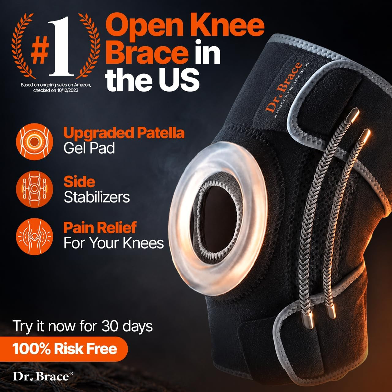 ELITE Knee Brace with Side Stabilizers & Patella Gel Pads for Maximum Knee Pain