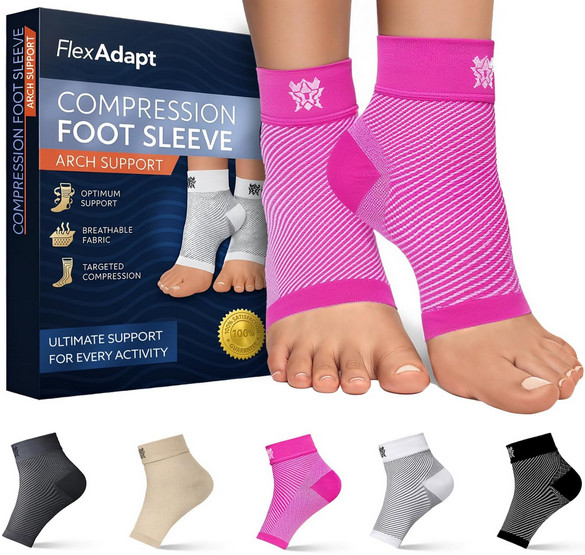 Ankle Compression Sleeves Pair Plantar Fasciitis Achilles Tendonitis Arch Suppor