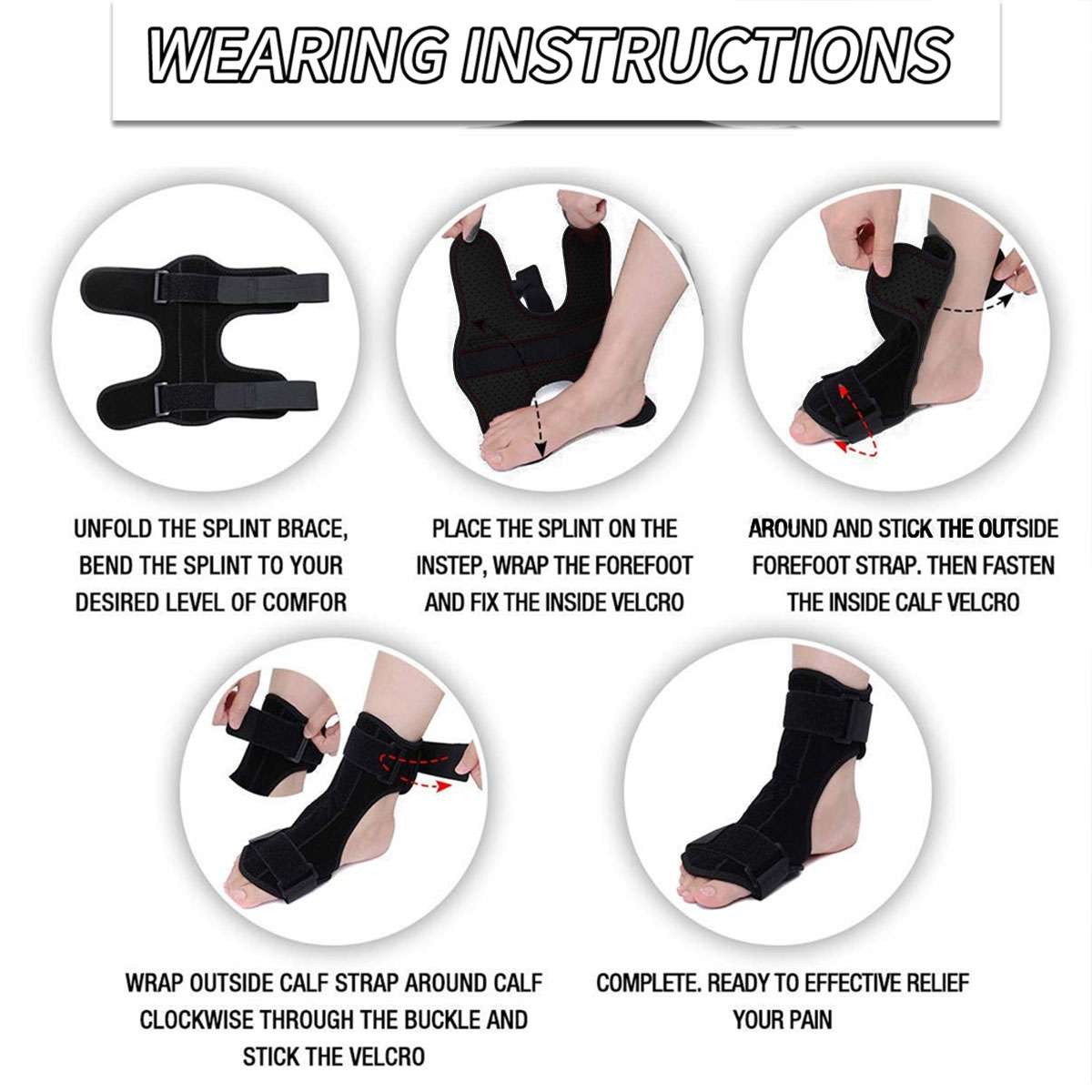 2pcs Ankle Brace Support Compression Sleeve Plantar Fasciitis Relief Foot Strap