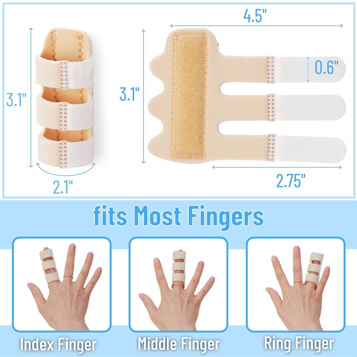 4-Pack Adjustable Finger Splints for Joint Pain Relief – Fits All Finger Sizes