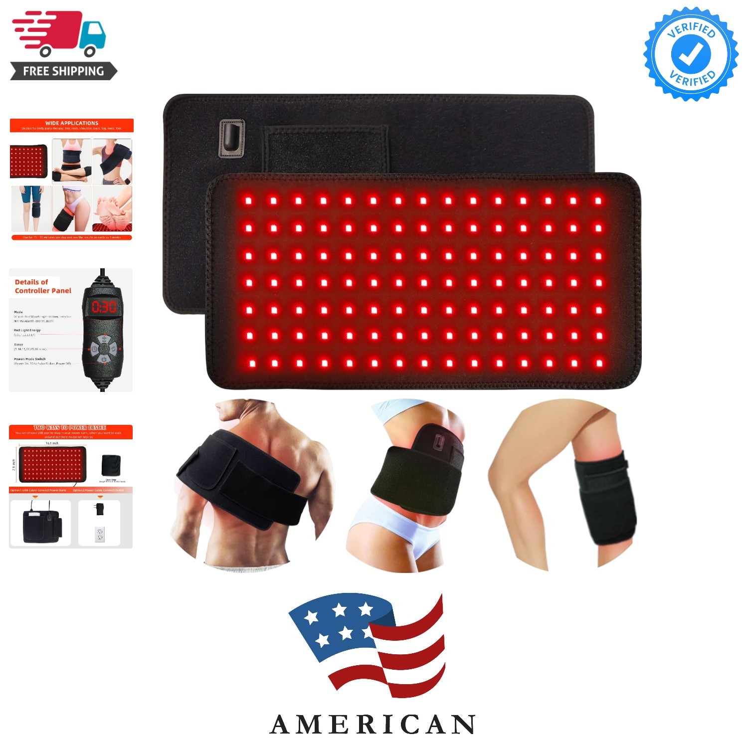 Red Light Therapy Pad for Body Back Knee Shoulder Hands Feet Portable 660nm 8…
