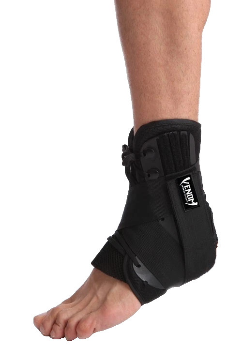 Venom Sports Fitness XL Ankle Brace Neoprene Lace Up Compress Sleeve 2 straps d5