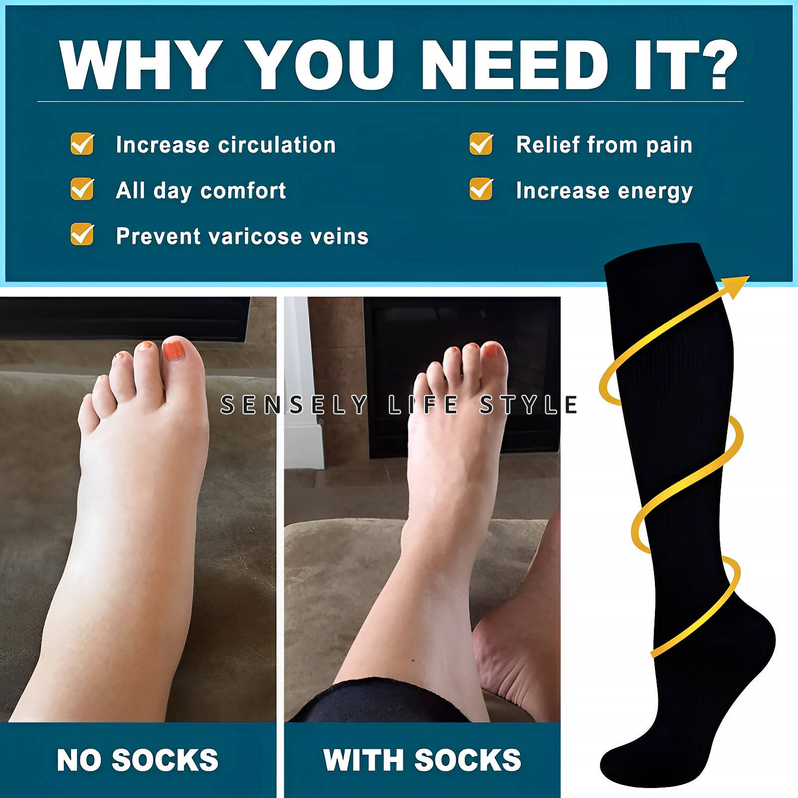 Compression Socks Men Compression Socks Fit Calf Curve for Women 15-23 mmHg US