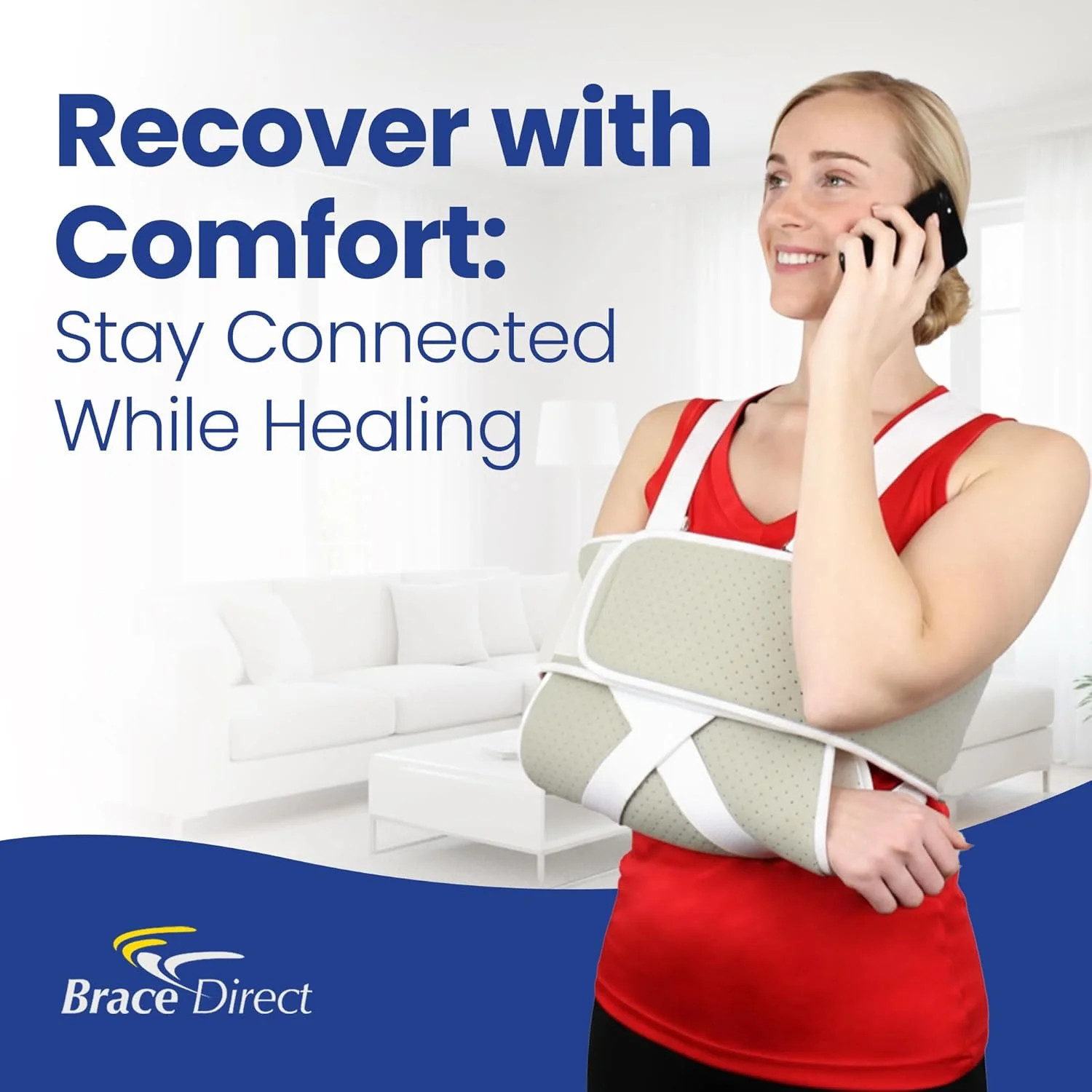 Brace Direct Adjustable Foam Arm Sling Shoulder Immobilizer for Rotator Cuff Rep