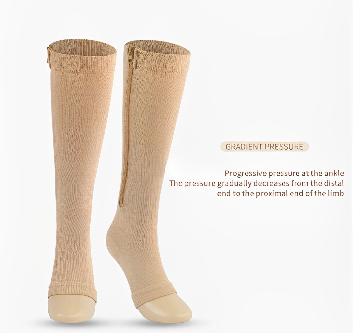 Compression Zip Up Socks Open-Toe Zipper Leg Support Unisex Socks Knee Stocking