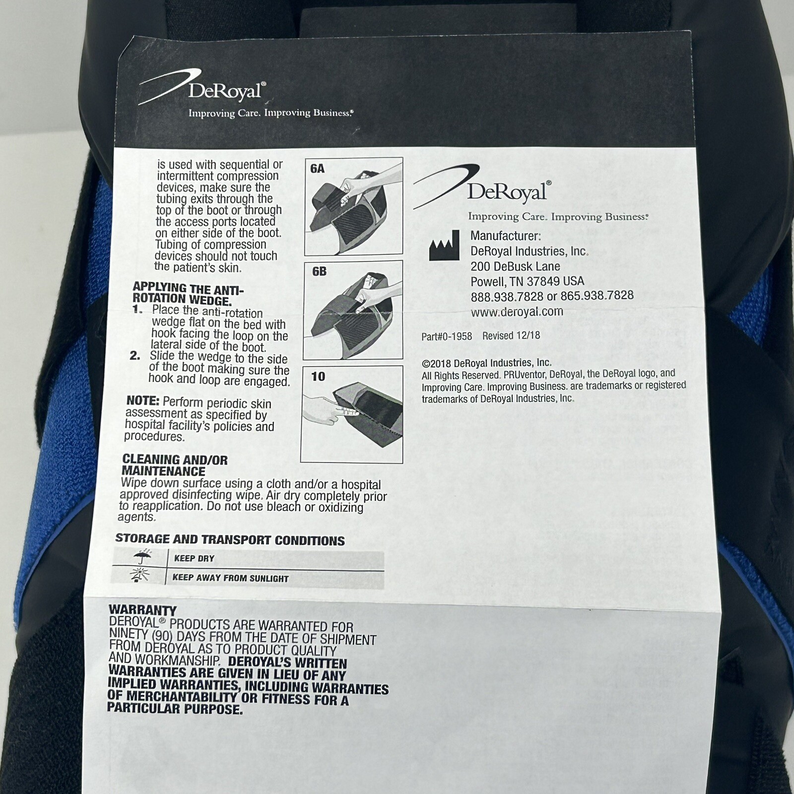 DeRoyal M70-100L Heel Protector PRUventor Long & Anti-Rotation Wedge New