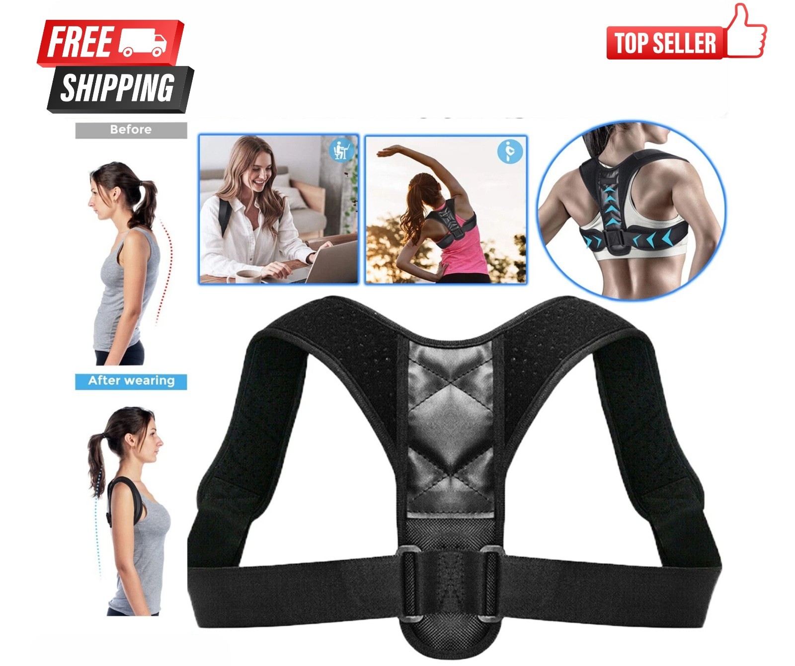 Posture Corrector Adjustable Back Brace Shoulder Support Clavicle Belt Men Women