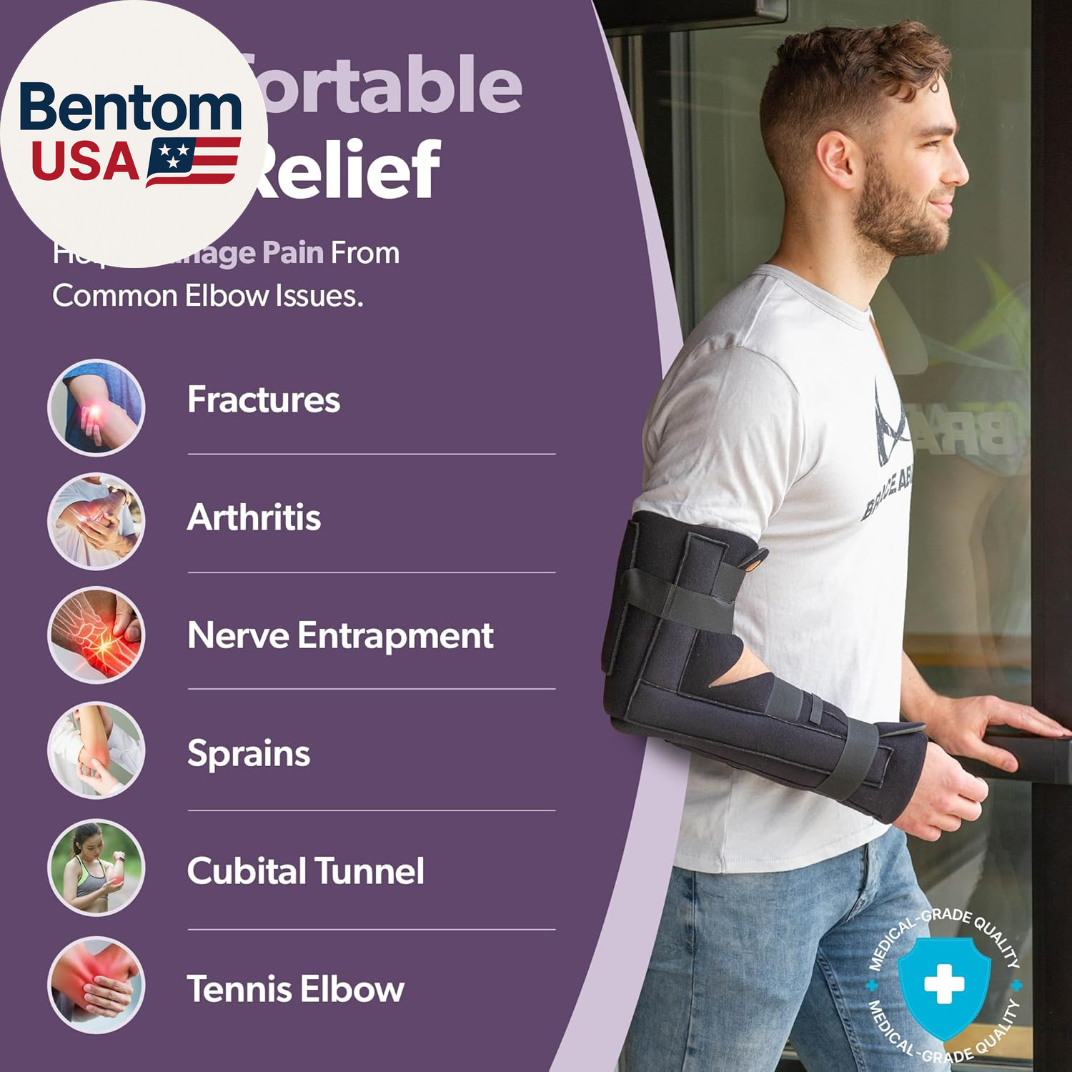 Elbow Immobilizer Brace | Removable Long Arm Cast and Soft Forearm Orthosis Spli