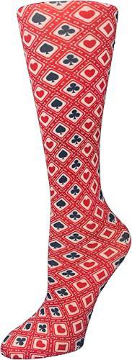 Womens Compression Socks Card Suits Red Black Graduated 10-18 mmHg Size 5-11