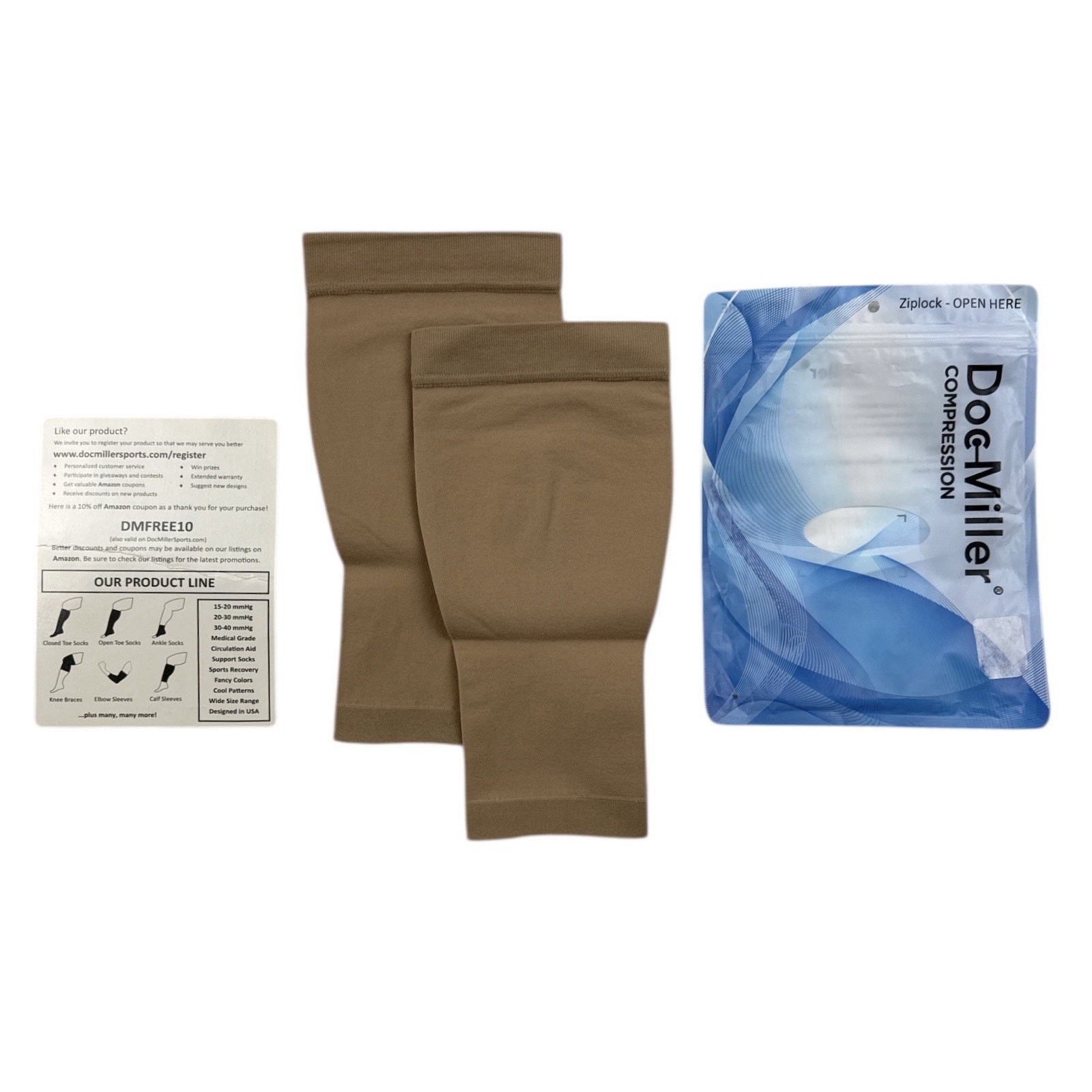 Doc Miller Calf Compression Sleeve Pair 20-30mmHg Nude Extra Large 1 Pair