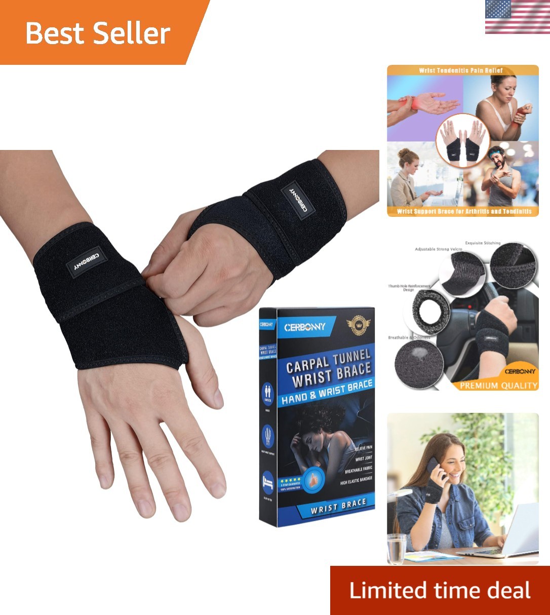 Comfortable 2-Pack Carpal Tunnel Wrist Support – Ideal for Daily Activities