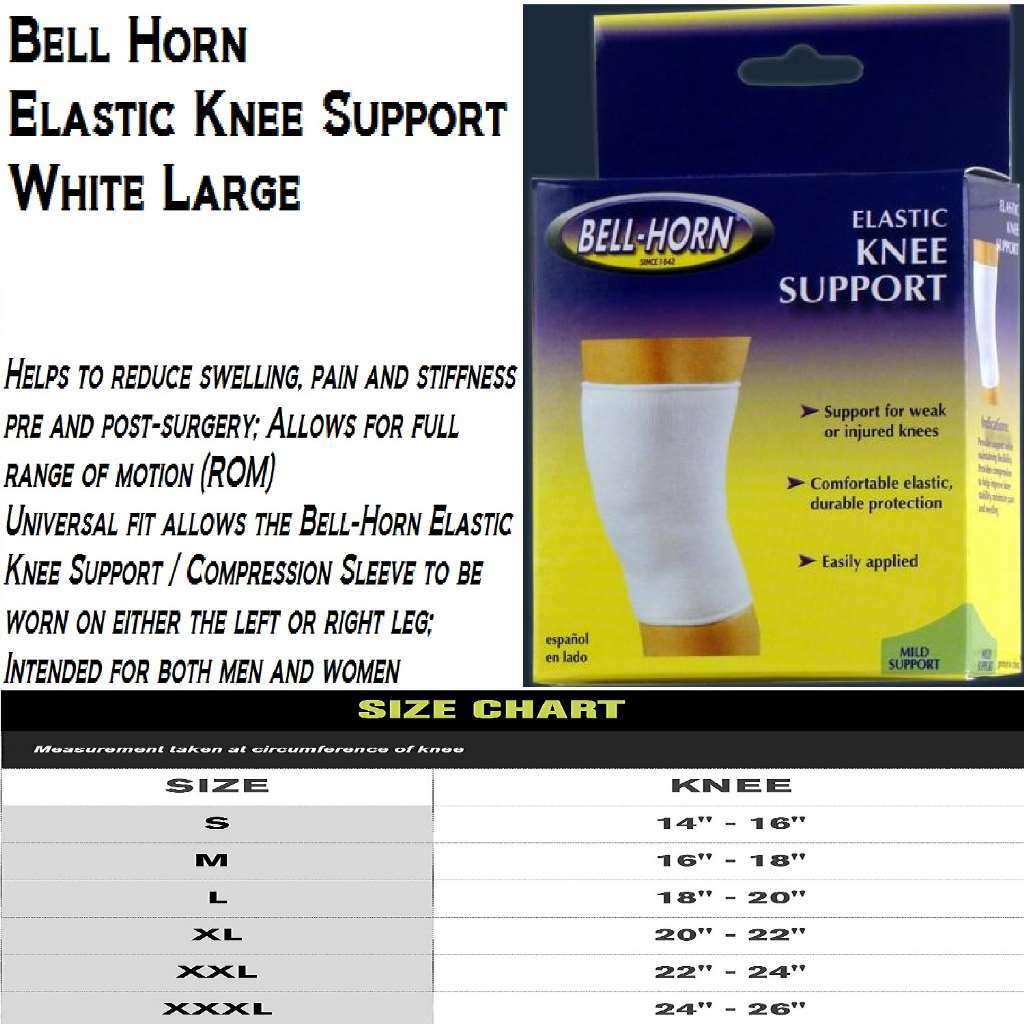 Bell-Horn White Elastic Knee Support Large