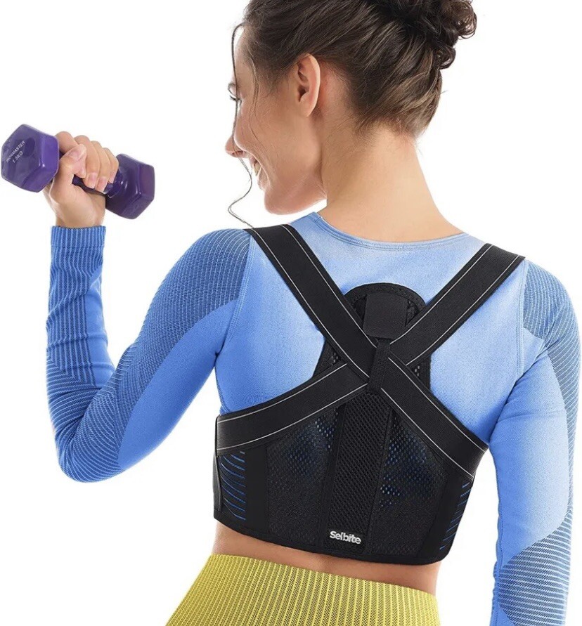 Selbite Posture Corrector Women/Men Adjustable Mid/Upper Back Brace Sz L