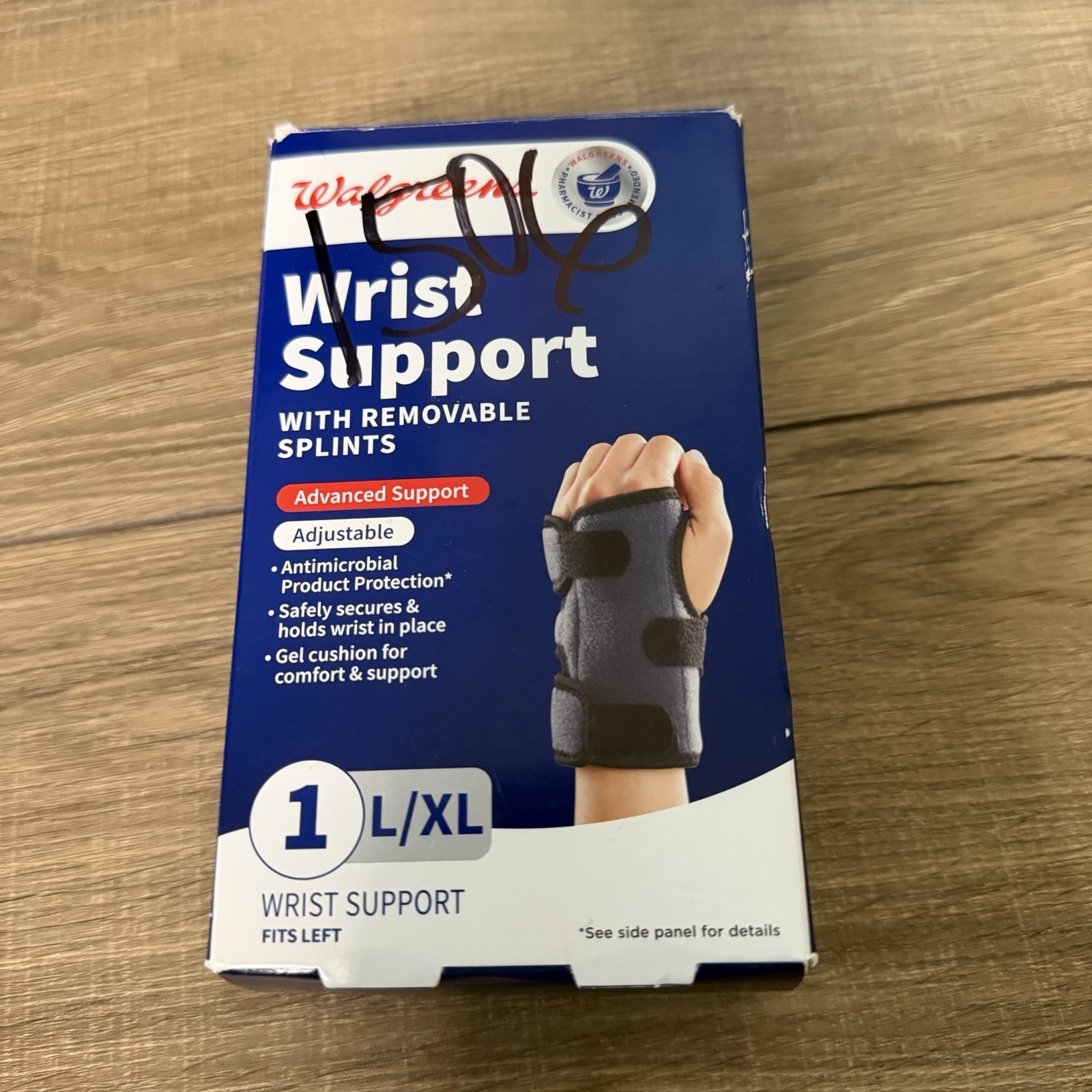 wrist support adjustable With Removable Splints. Fits Left Hand . L – XL