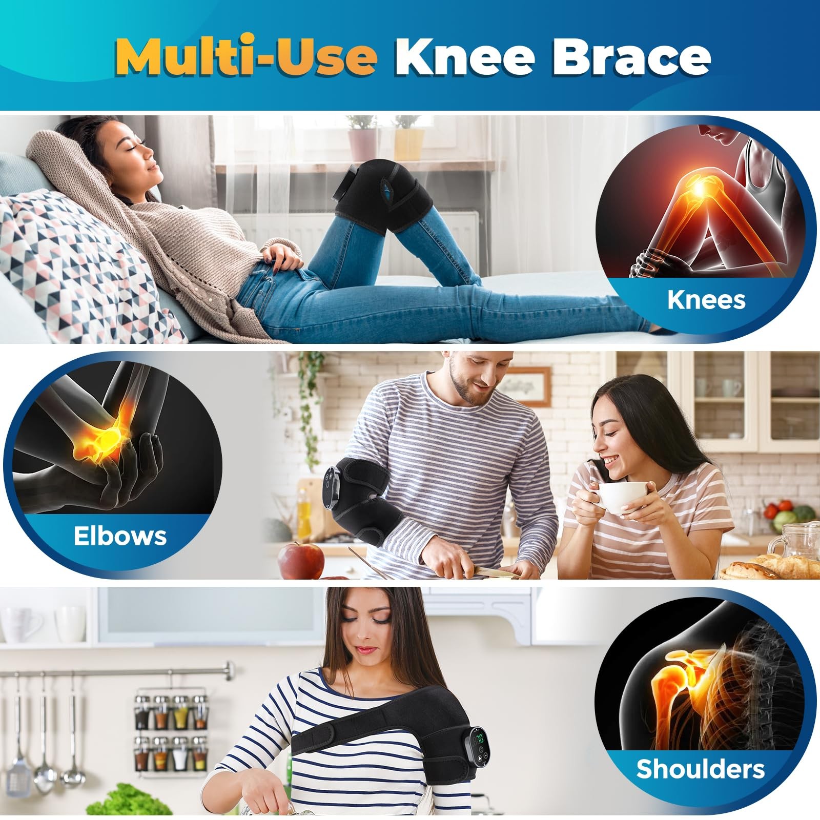 Cordless Heated Knee Massager with Vibration, FSA Eligible, Heated Knee Brace…