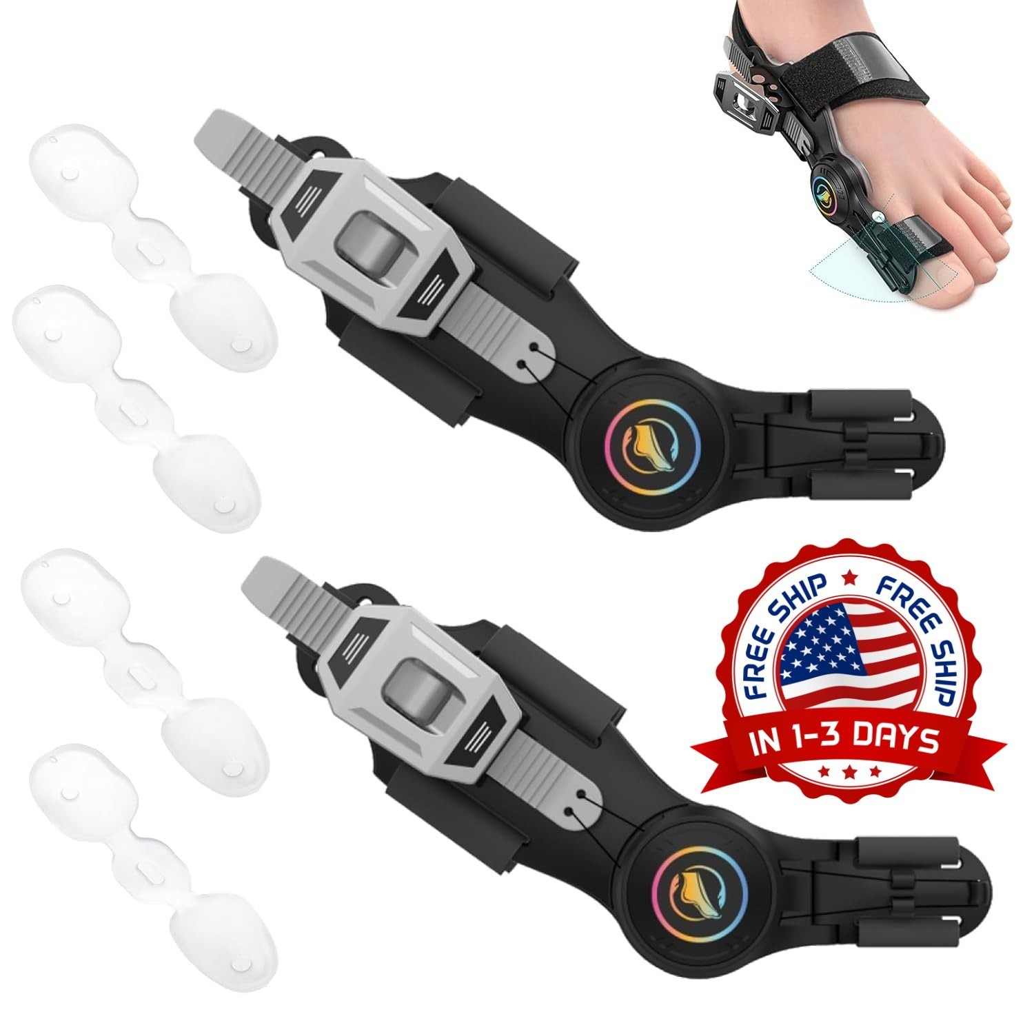 Corrector de juanetes para el dedo gordo del pie de mujeres y hombres (2PCS) NEW
