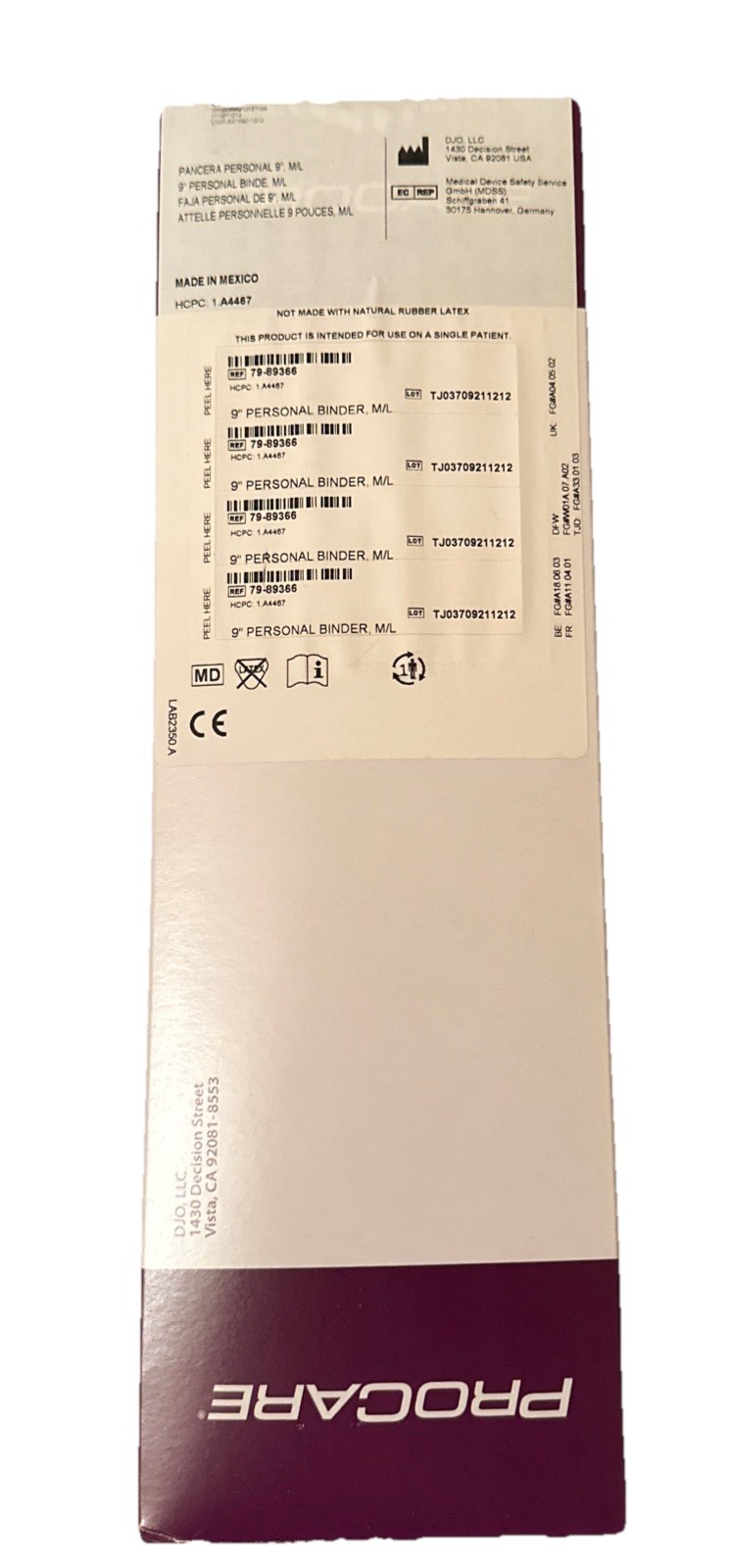 NEW Maternity Procare Personal Binder 9” size M/L 79-89366