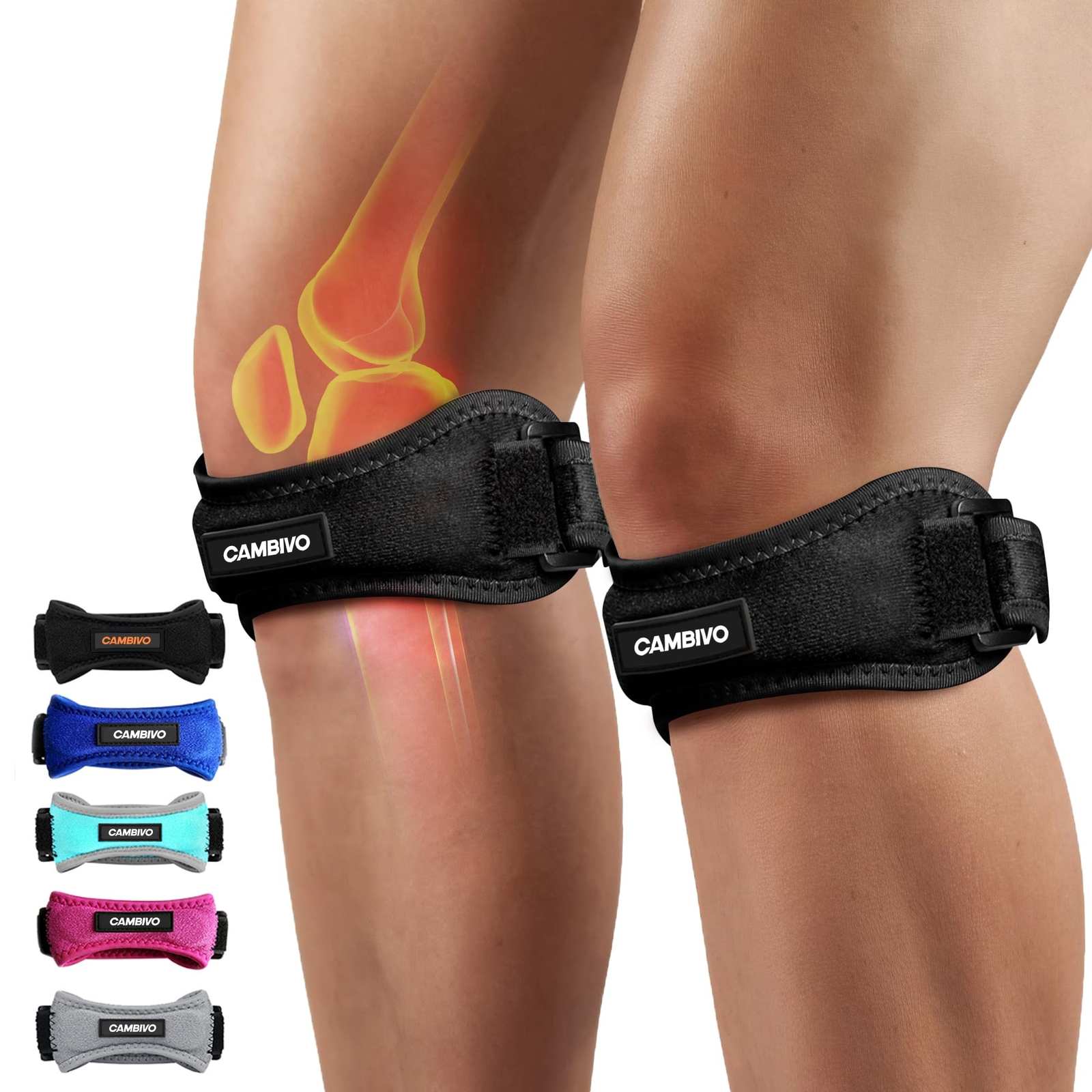 2 Pack Knee Braces for Knee Pain Patella Knee Support Strap Adjustable Patell…