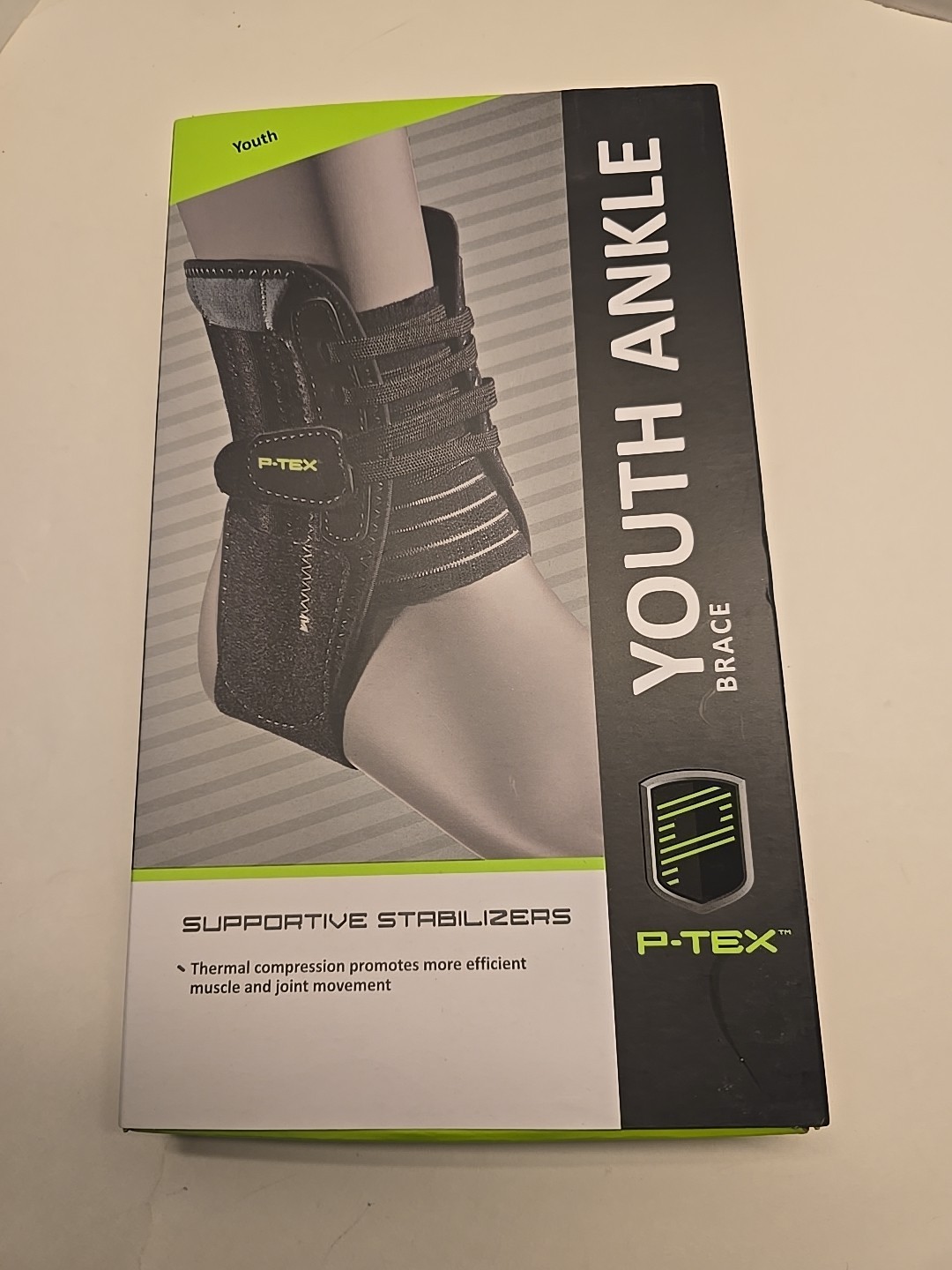 P-Tex YOUTH SIZE Ankle Brace Supportive Stabilizers Thermal Compression Lace NEW