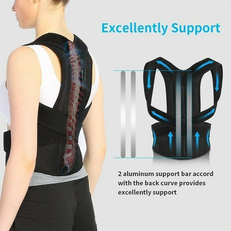 Soporte de Espalda y Columna Lumbar Ajustable Faja Cinturon Corrector de Postura