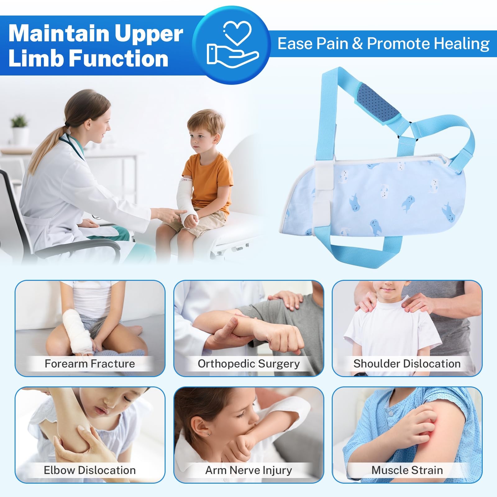 Arm Sling for Children – Adjustable Shoulder Immobilizer for Boys, Girls, Cla…