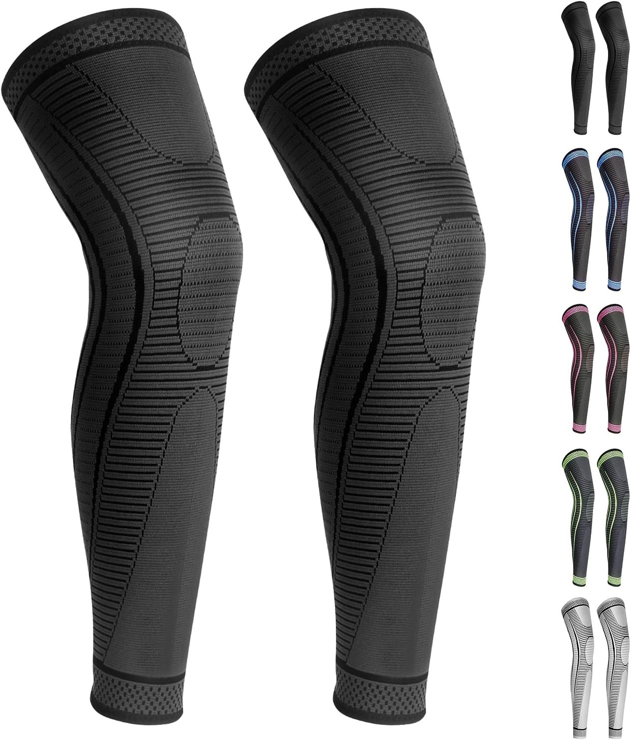 2 Pack Full Leg Compression Sleeves for Men And Women Long Knee Brace Support…