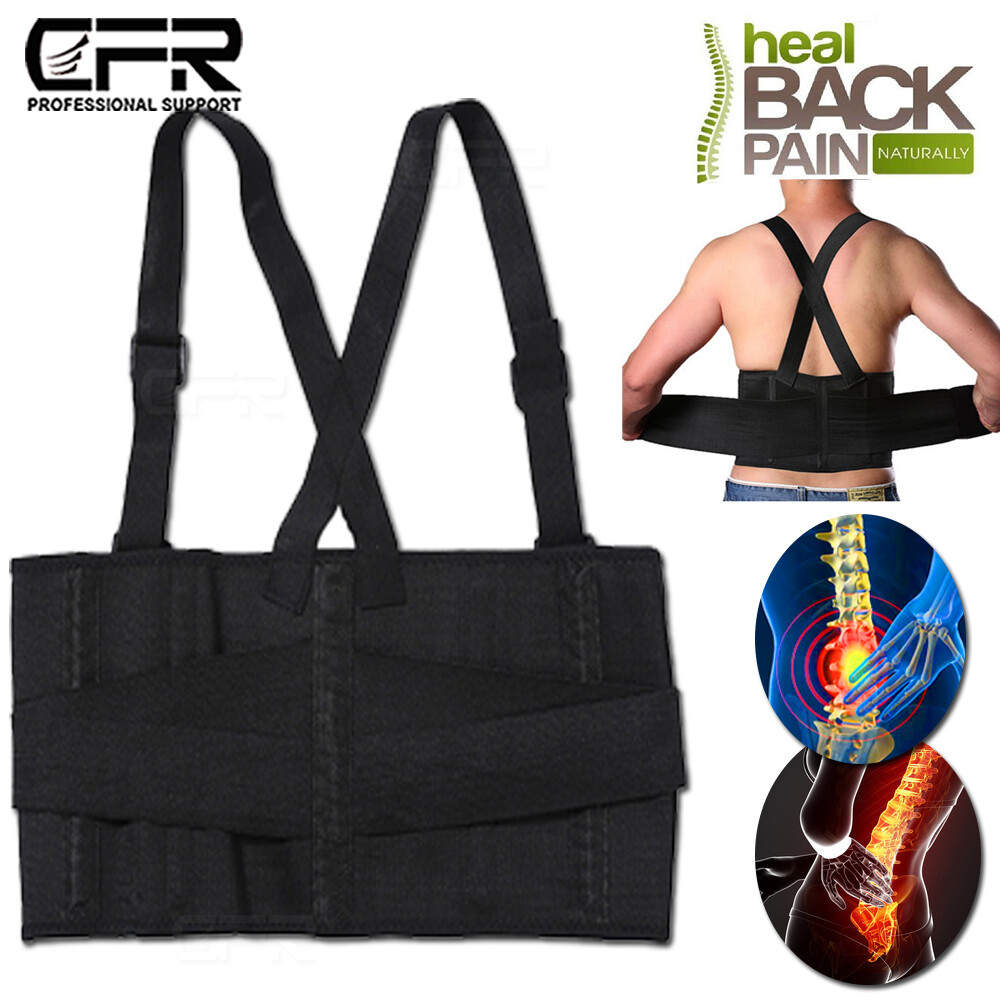 Adjustable Back Brace Lumbar Support Belt with Suspenders Heavy Duty Weight Lift