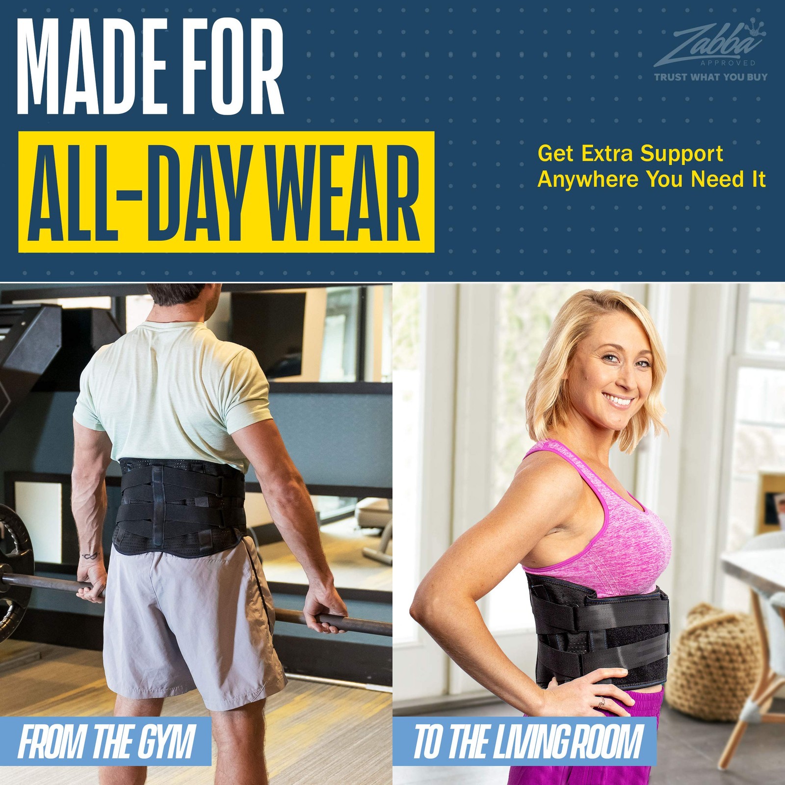 FlexGuard Support Back Brace – Medium/Large (Pack of 1), Black