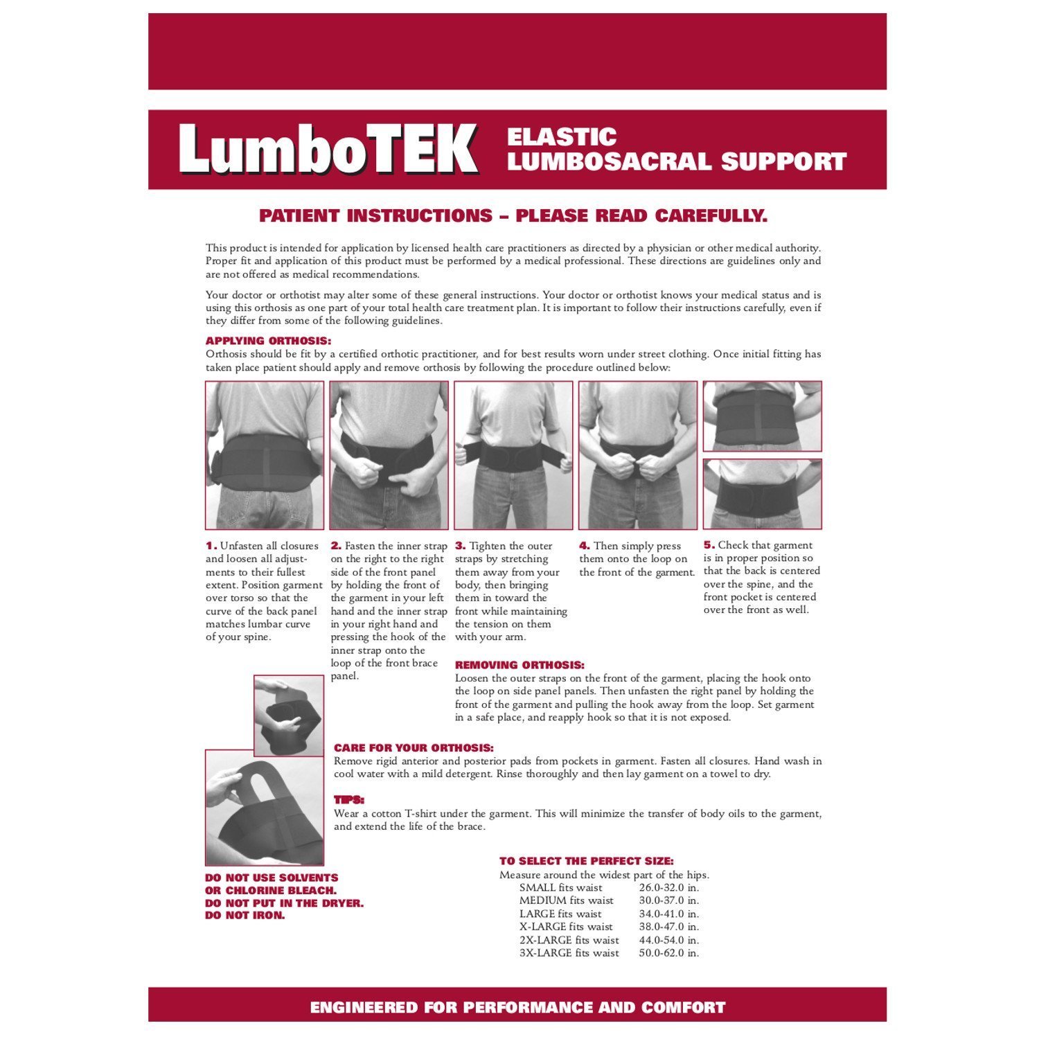 OTC LumboTek Lumbosacral Support with 11 Back Inserts, XL, Black, (2895-BL11-XL)