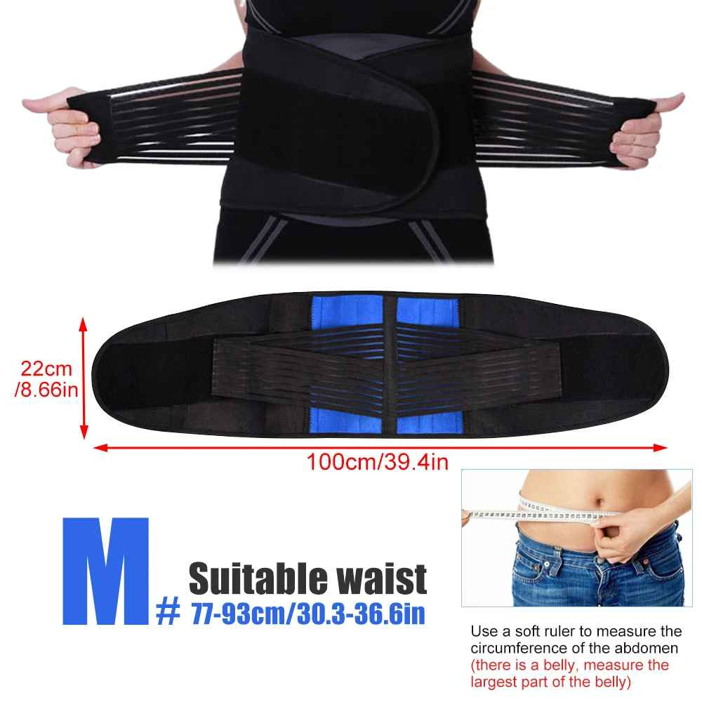 Double Pull Lumbar Back Support Brace Belt Waist Pain Relief S-XXL BOTQTOW