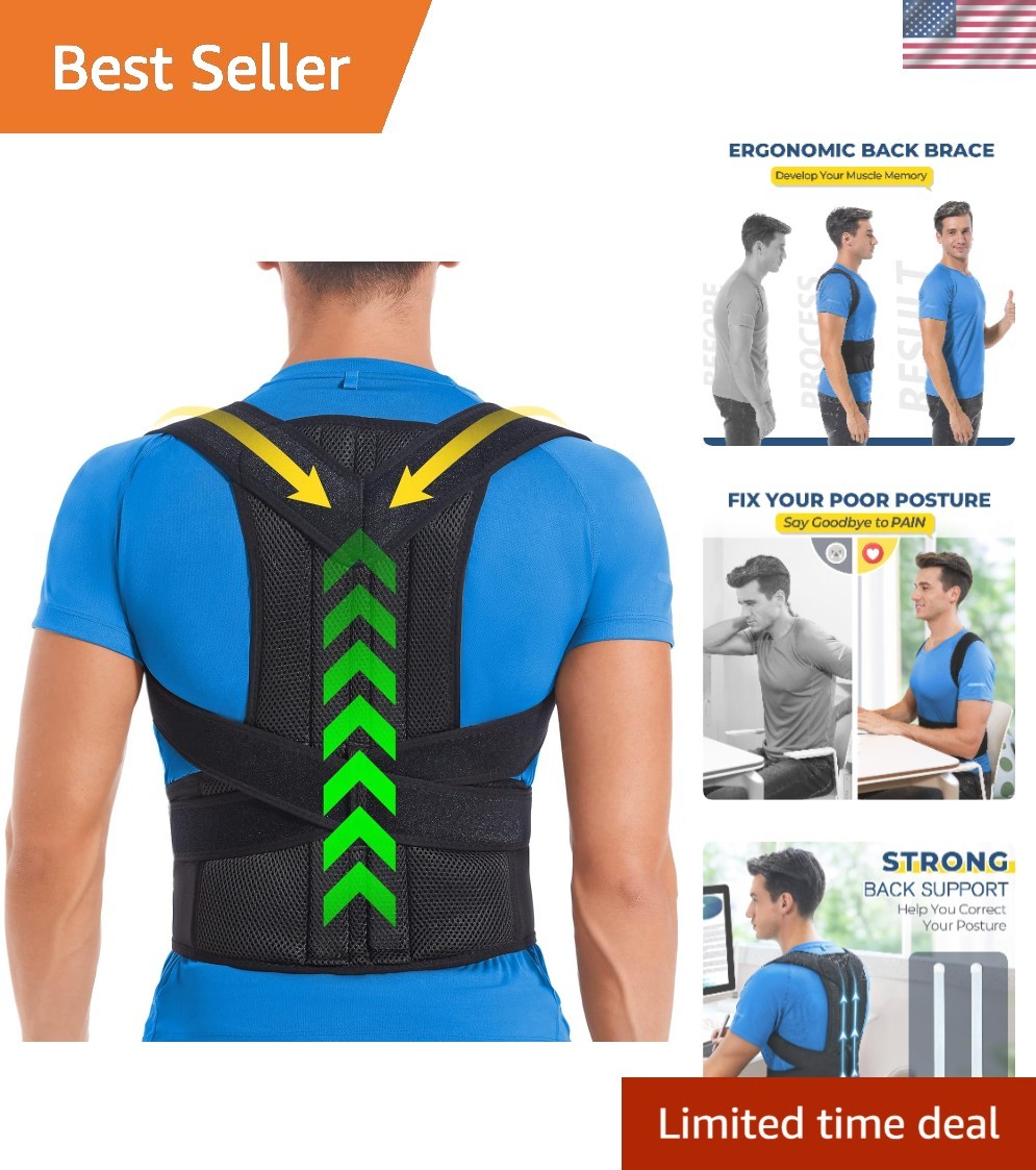 XXL Adjustable Back Brace Posture Corrector – Pain Relief & Support (43″-49″)