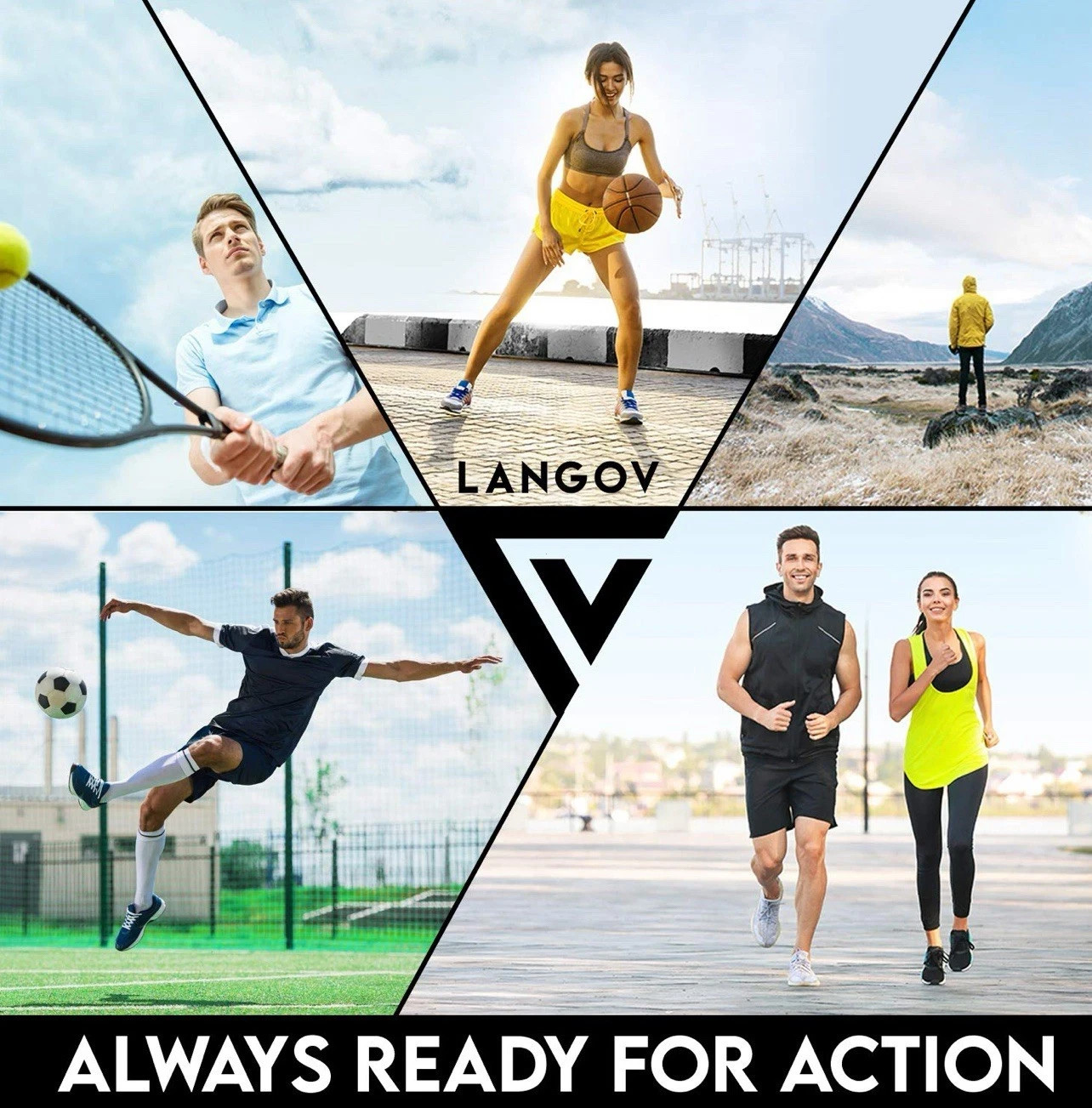 Langov Ankle Brace Compression Sleeve Ankle Unisex Compressor Brace Pair S-XL