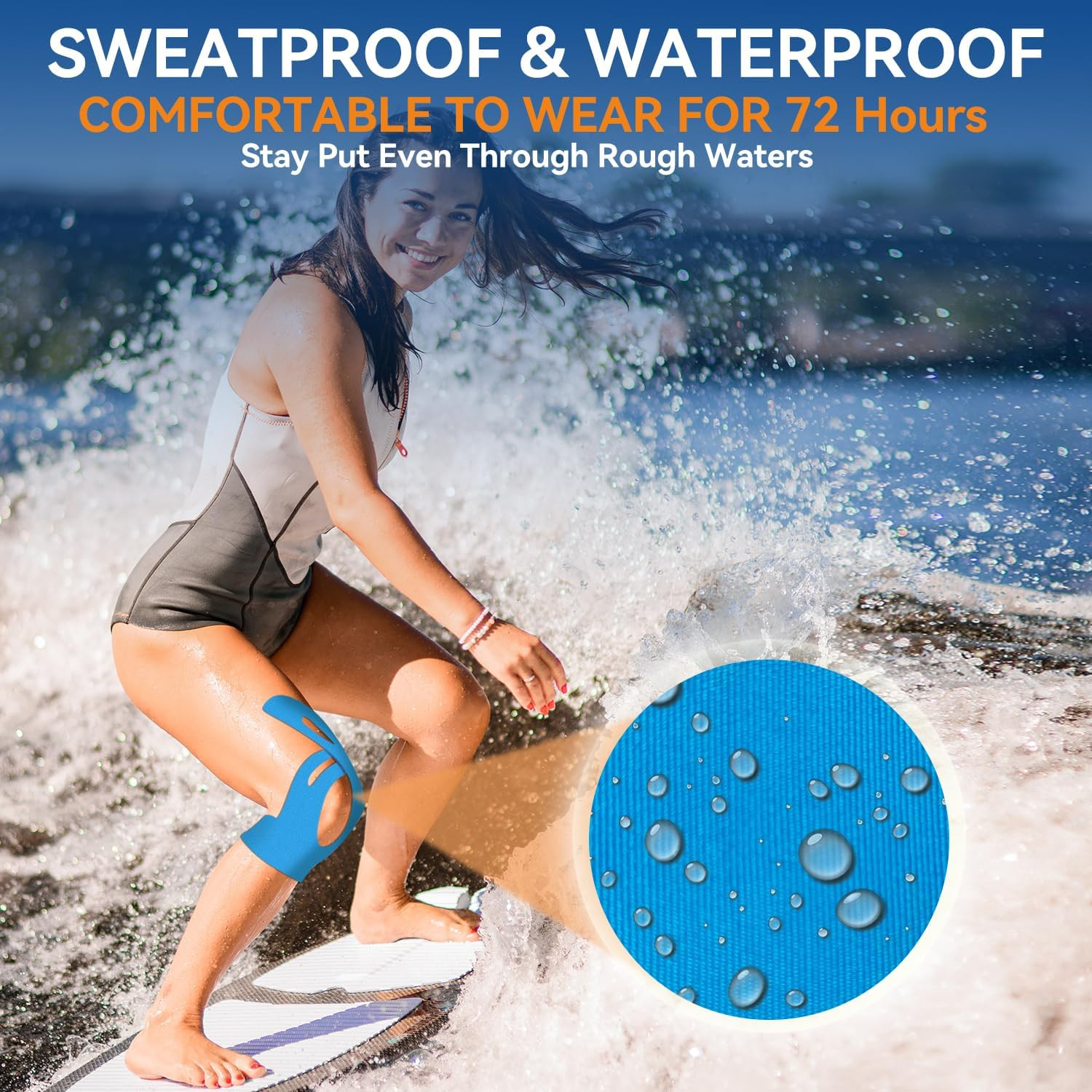 20 PCS Waterproof Kinesiology Tape, Precut Strips Knee Pain Relief Support | Lat