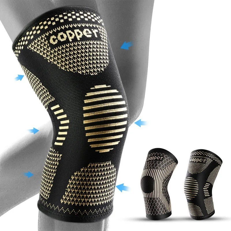 2Pc Copper Knee Sleeves Compression Brace Elastic Support Sport Pain Gym Fitness