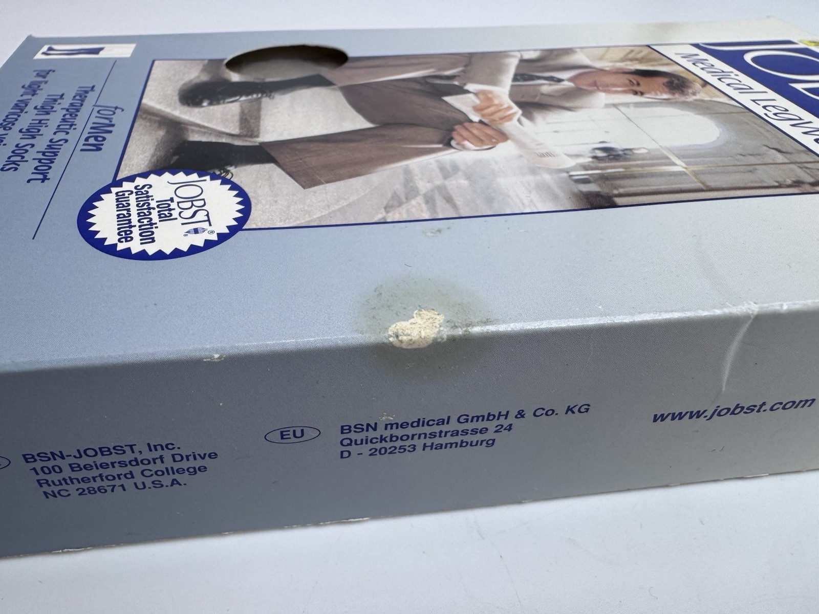 JOBST for Men Thigh High Closed Toe SMALL Khaki Compression Socking 15-20 mmHg