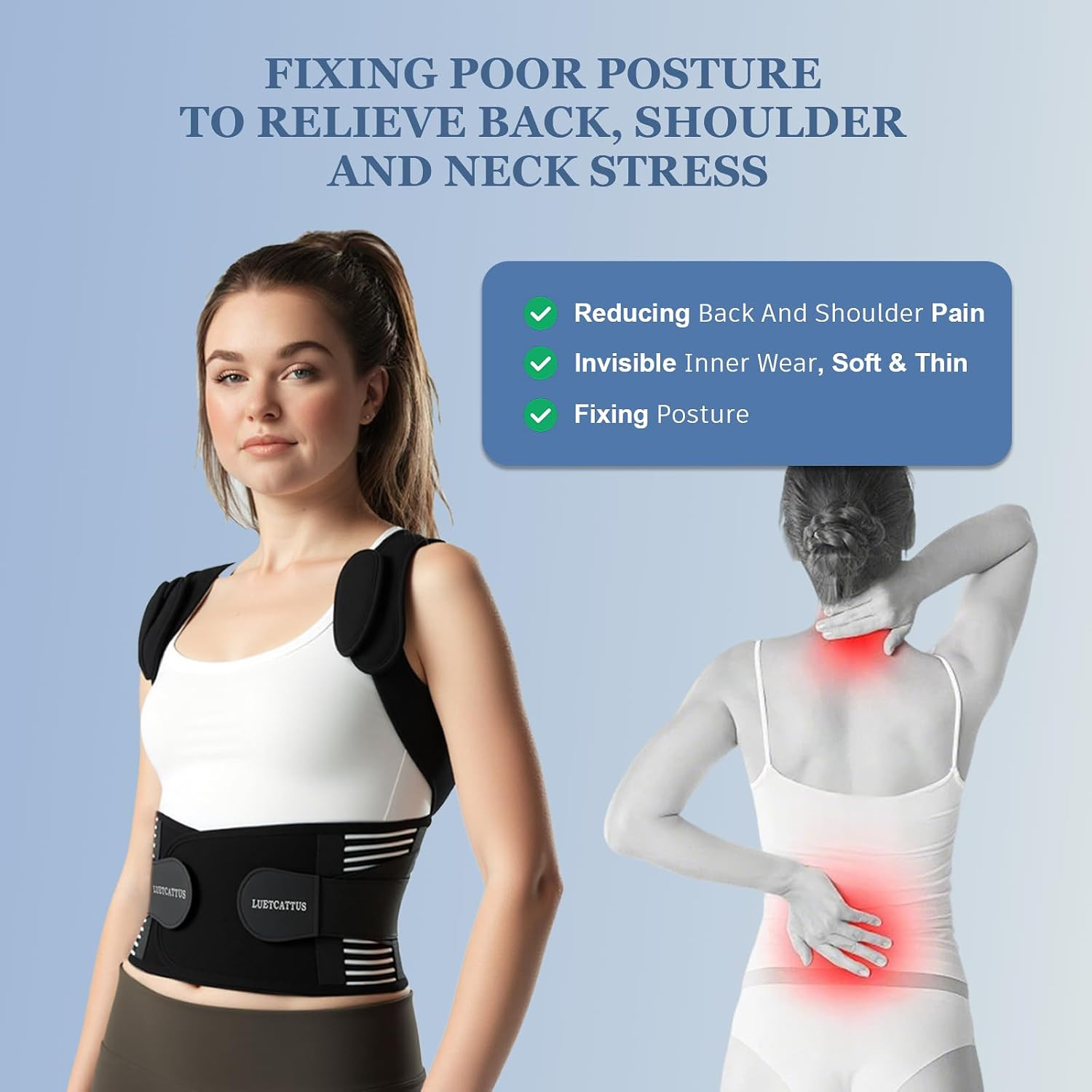 Back Brace Posture Corrector for Men Women Adjustable Shoulder Support Large