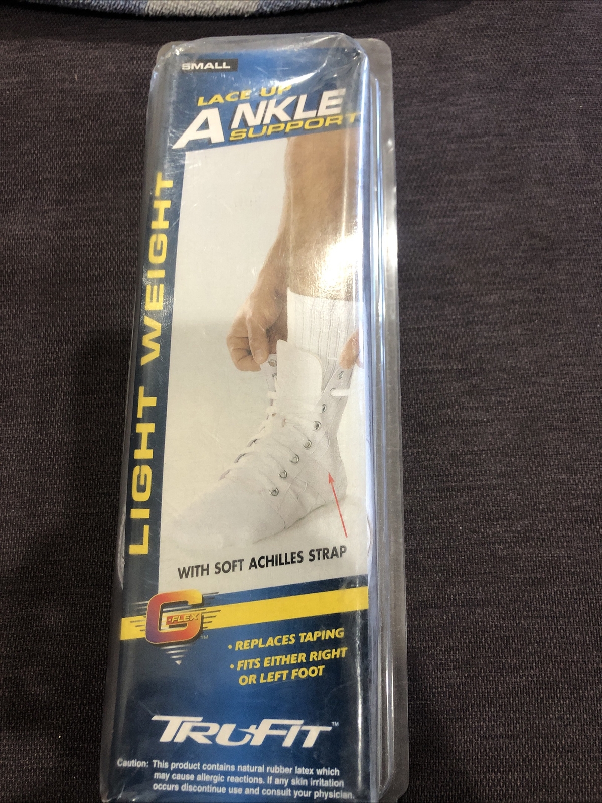 TRUFIT* 1pc Lace Up ANKLE SUPPORT Light Weight G-FLEX Left/Right SMALL White