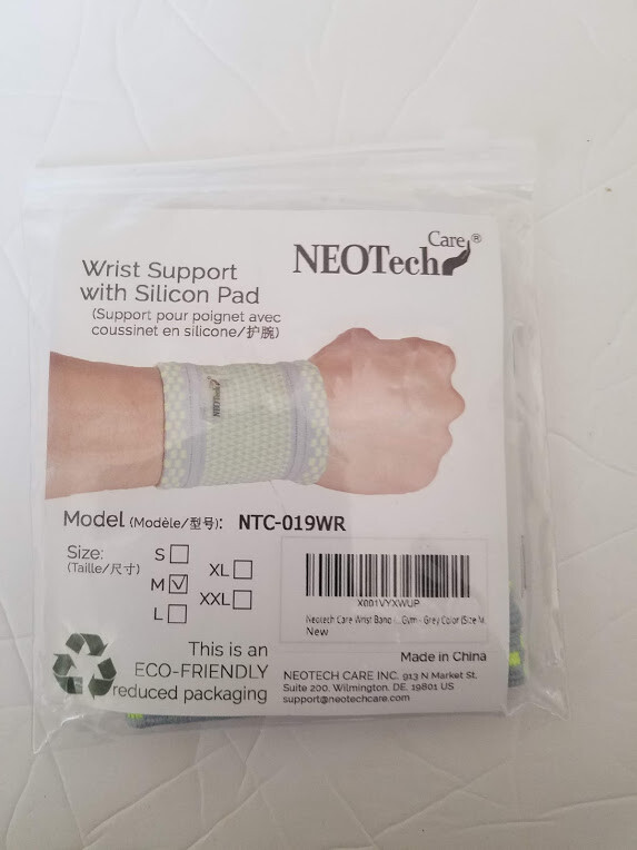 Neotech Care Wrist Support with Silicon Pad, Size M, Gray Neon Green