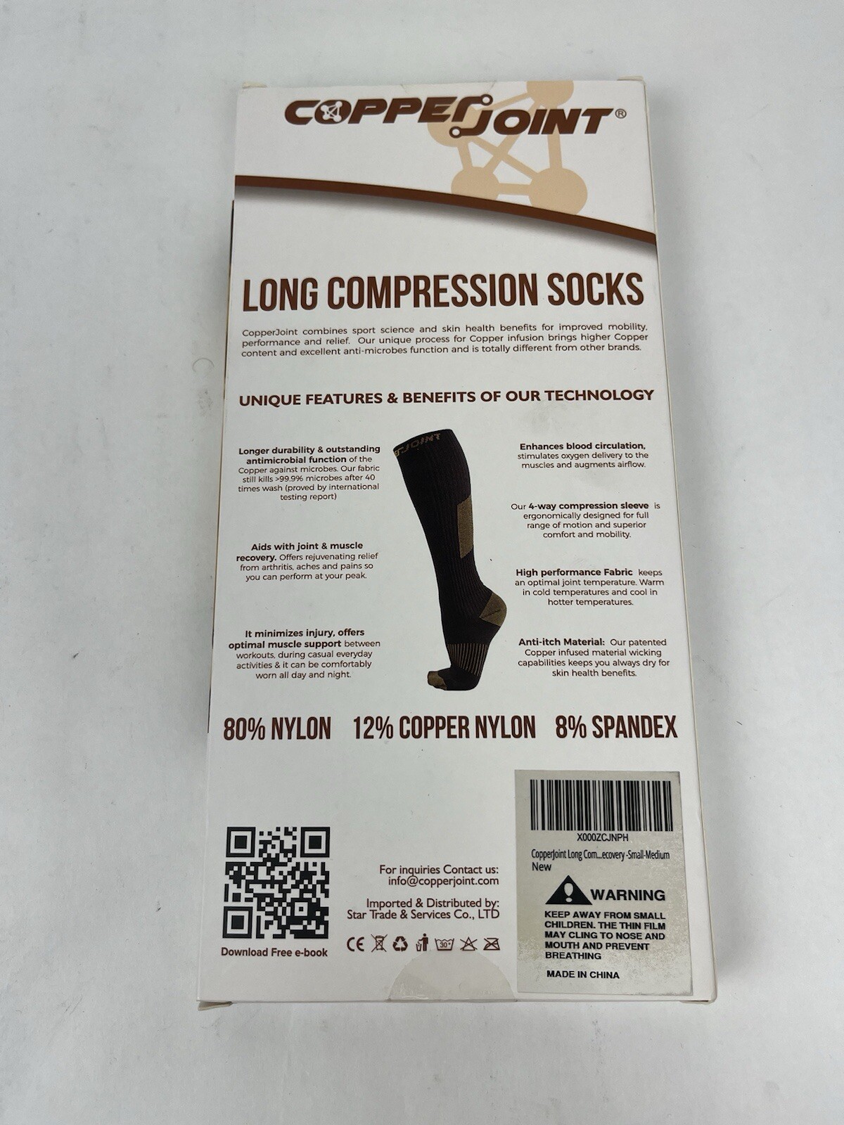 Copper Joint Long Compression Socks ~ Copper Infused Adult Size Small- Medium