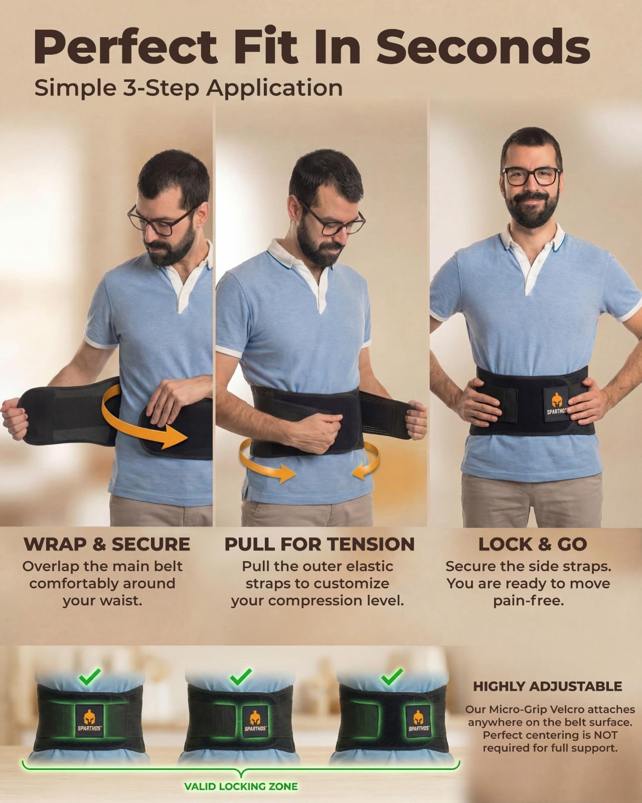 Lower Back Pain Relief Brace – Sciatica, Herniated Disc Support – Breathable Lum