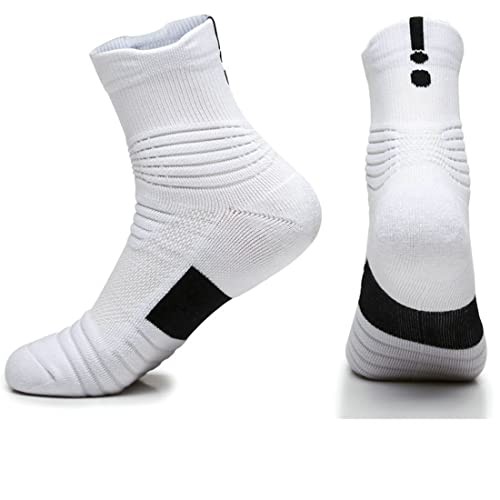 Basketball Socks Compression Cushion Thick Cycling Socks 6-10 4 Pack White